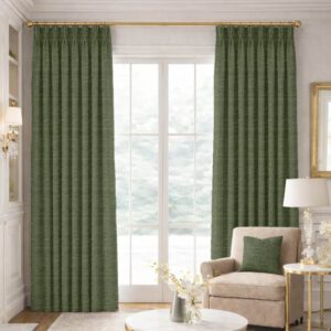 Silk Green Solid Curtains
