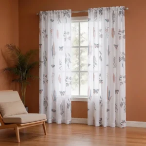 White Lunaria Rod Pocket Curtains